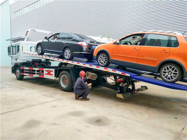 东风多利卡D9平板一拖二清障车